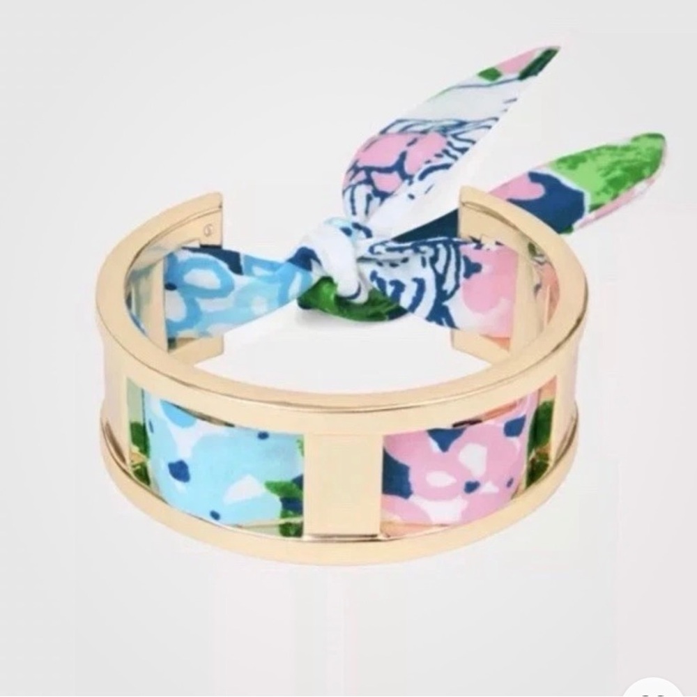 NWOT Lilly Pulitzer GWP Lydia the Lion Scarf Cuff Bracelet Starlight Navy